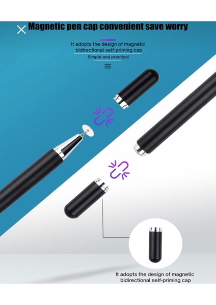 Android iPad Apple iPhone Samsung Xiaomi Huawei Dokunmatik Telefon Tablet Kalemi Renkli Stylus Pencil Rainbow Mıknatıslı fırsatları