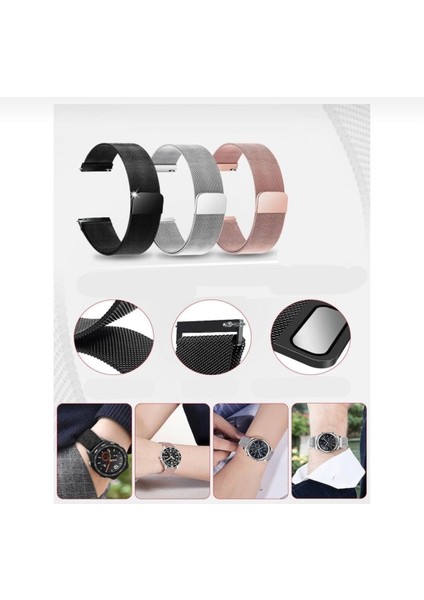 Samsung Galaxy Watch 4 Kordon 40-42-44-46 mm Metal Hasır Kordon Manyetik (20MM) Metal Hasır Solo Örgü fiyatları