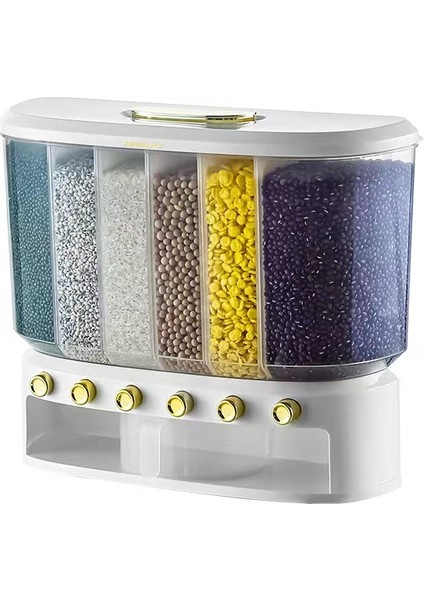 6 Bölmeli Bakliyat Saklama Kutusu - Beyaz (Yurt Dışından)