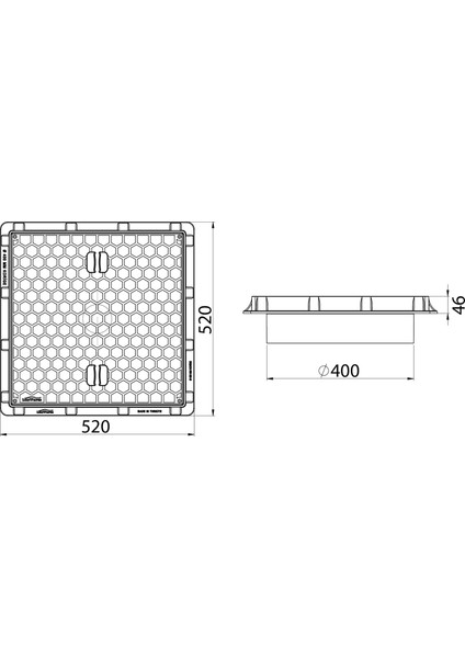 Lux Wares 400 mm Koruge Boru Uyumlu Çerçeve + Düz Kapak