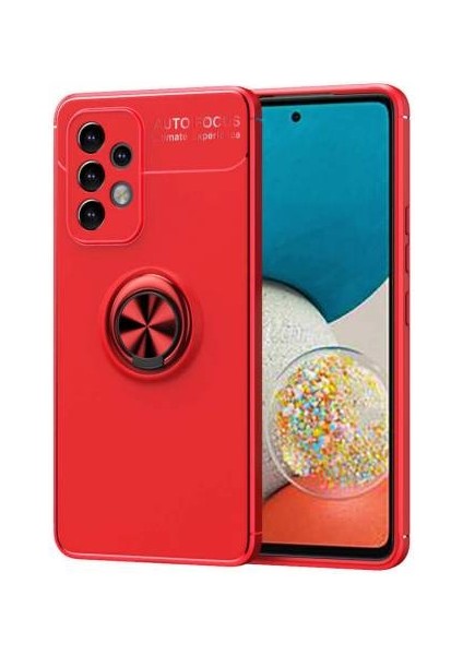 Samsung Galaxy A33 5g Kılıf Silikon Ravel Yüzüklü Standlı Kamera Korumalı+Cam