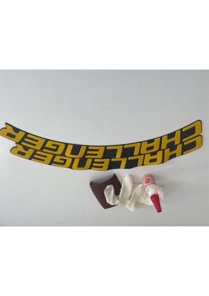 Challenger Sarı Kalıcı Lastik Yazısı Challenger Sticker 8 Kit Büyük Boy