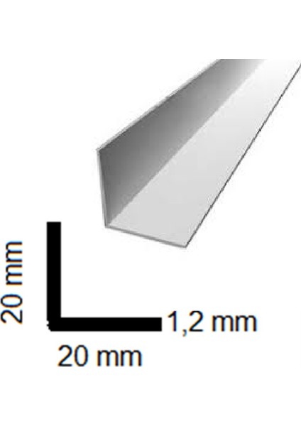 Aluminyum Köşebent 20X20 mm - 6 mt Boyunda (Kargo Için 3 Eşit Parçaya Bölerek Gönderilecek)