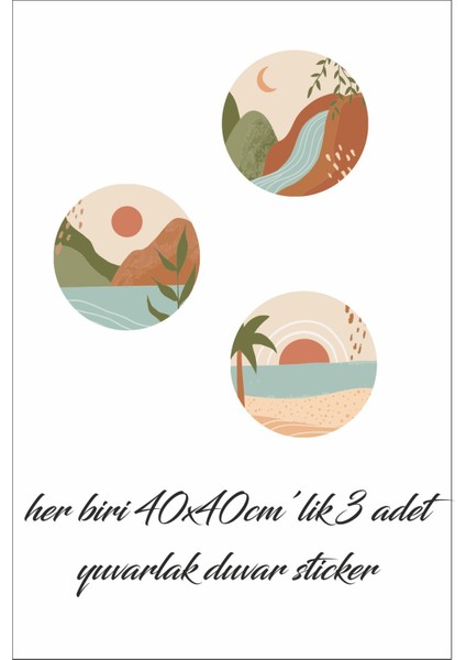 Bohem Tarzı 3'lü Yuvarlaklar Özel Tasarım Duvar Sticker modelleri