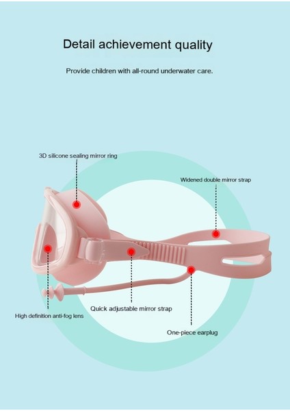 Çocuklar Için Geniş Çerçeveli Hd Su Geçirmez ve Buğu Önleyici Yüzücü Gözlüğü (Yurt Dışından)