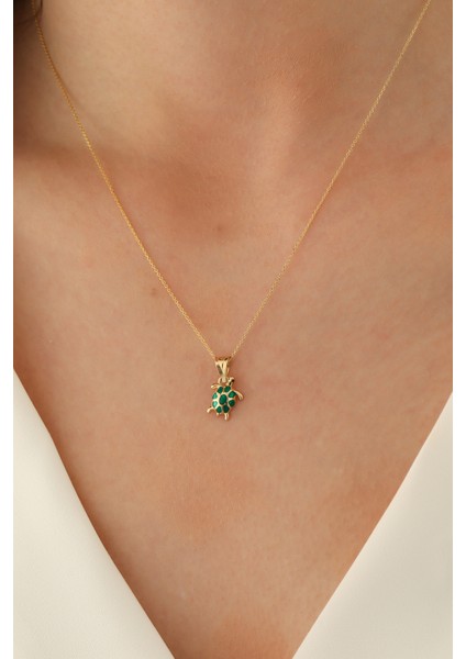 14 Ayar Altın Forze Zincir Kaplumbağa Kolye