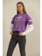 Mor Kapşonlu Desenli Sweat 3