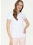 TP0122 Polo Yaka Slim Fit Düz Beyaz Kadın T-Shirt 1