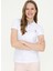 TP0122 Polo Yaka Slim Fit Düz Beyaz Kadın T-Shirt 3