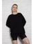 Unisex Uzun Kollu Iki Iplik Siyah Oversize Sweatshirt IRF051 IRF051 İRF0510 3