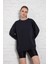 Unisex Uzun Kollu Iki Iplik Lacivert Oversize Sweatshirt IRF052 İRF052 1