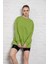 Unisex Uzun Kollu Iki Iplik Fıstık Yeşili Oversize Sweatshirt IRF053 İRF053 1