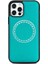 iPhone 12 Pro Max Için Çapraz Dokulu Kabartmalı Manyetik Pu + Tpu Magsafe Kılıf - Turkuaz (Yurt Dışından) 2