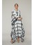 Şerit Dantelli Fırfırlı Yakalı Uzun Kaftan 3
