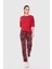 Desenli Jogger Fuşya-Kırmızı Pantolon Bluz Takım 1