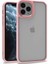 Apple iPhone 12 Pro Kılıf Flora Sert Silikon Arkası Cam Şeffaf Pembe 1