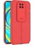 Casestreet Xiaomi Redmi Note 9s Kılıf Kamera Sürgülü Deri Dokulu Mat Silikon Kırmızı 1