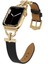 Apple Watch Seri 7/6/SE/5/4 Metal ve Deri Kordon Kayış 38mm 40mm 41mm KRD-53 Siyah - Altın 1