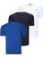 Üçlü Set T8568 V Yaka Erkek T-Shirt Koyu Lacivert Kar Beyaz Açık Yeşil 1
