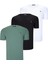 Üçlü Set T8568 V Yaka Erkek T-Shirt Koyu Lacivert Kar Beyaz Açık Yeşil 1