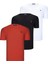 Üçlü Set T8568 V Yaka Erkek T-Shirt Koyu Lacivert Kar Beyaz Açık Yeşil 1