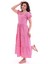 Kareli Kısa Kol Elbise Pembe MDNSS32 2