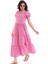 Kareli Kısa Kol Elbise Pembe MDNSS32 3