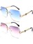2 Adet Çerçevesiz Klasik Kadın Güneş Gözlüğü - Mavi/pembe (Yurt Dışından) 1
