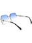 2 Adet Çerçevesiz Klasik Kadın Güneş Gözlüğü - Mavi/pembe (Yurt Dışından) 2