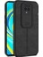 Xiaomi Redmi Note 9s Kılıf Kamera Sürgülü Deri Dokulu Mat Silikon Siyah 1