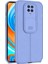 Xiaomi Redmi Note 9s Kılıf Kamera Sürgülü Deri Dokulu Mat Silikon Mor 1
