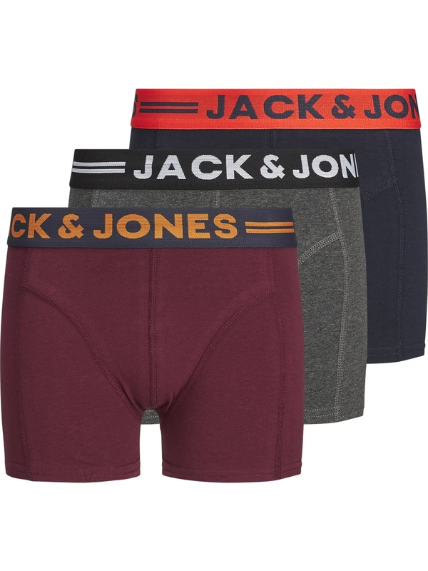 Jack & Jones 3'lü Düz Renk Boxer Paketi-12149294