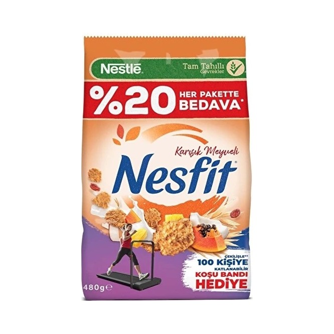 Nestle Nesfit Karışık Meyveli Tahıl Gevrek 480 gr Tam Tahıllı İçerik ile Sağlıklı Atıştırmalık