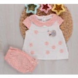 Glossy & Softy Baby Yazı ve Çiçek Baskılı Kız Çocuk Şort Takım
