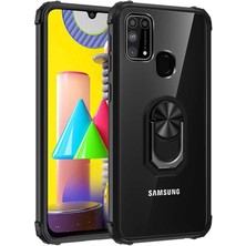 Kvy Samsung Galaxy M31 Tam Korumalı Yüzüklü Renkli Kenarlı Manyetik Mola Kılıf