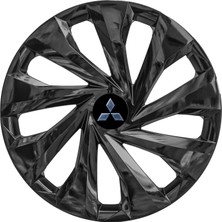 PackGar Mitsubishi Colt 15 Inç Jant Kapağı Amblemli Piano Black 4 Adet 1 Takım 217