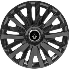 PackGar Renault Clio Iıı 14 Inç Jant Kapağı Amblemli Piano Black 4'lü Set 208