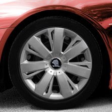 PackGar Skoda Favorit 15 Inç Jant Kapağı Amblemli Gri 4'lü Set 114
