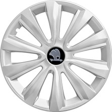 PackGar Skoda Fabia 16 Inç Jant Kapağı Amblemli Gri 4'lü Set 143