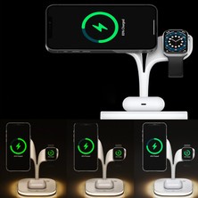 Ally 5in1 iPhone Uyumlu 13-12 Apple Watch Uyumlu Tutucu Kablosuz Şarj Istasyonu Hızlı Şarj Standı LED Işıklı ALL-35196