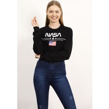 Siyah Nasa Baskılı Sweat