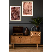 Linacci Ikili Gold Alüminyum Metal Çerçeveli Camlı Poster Tablo Seti