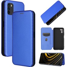 PLZ Shop Xiaomi Poco M3 Karbon Fiber Manyetik Pu Kasası Mavisi Için (Yurt Dışından)