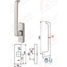 Aluminyum  Tam Otomatik Sürme Için Kapı Kolu -Sol Gri