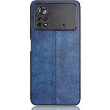 Shinee Xiaomi Poco X4 Pro Için Retro Desenli Deri Telefon Kılıfı - Mavi (Yurt Dışından)