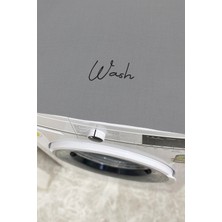 Hanles Gri Wash Nakış Işlemeli Çamaşır Makina Örtüsü