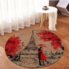 Bonny Home Eyfel Desen Jüt Yuvarlak Hasır Halı Yolluk Salon Oda Mutfak Halısı KS-1006