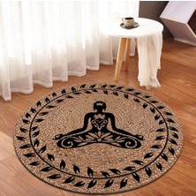 Bonny Home  Yoga Desenli Jüt Yuvarlak Hasır Halı Yolluk Salon Oda Mutfak Halısı KS-1045