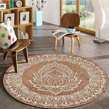 Bonny Home Jüt Yuvarlak Hasır Halı Yolluk Salon Oda Mutfak Halısı KS-1062