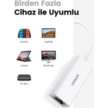 Ugreen USB 2.0 Pc Mac Konsol Tv Box Ethernet Adaptörü Beyaz